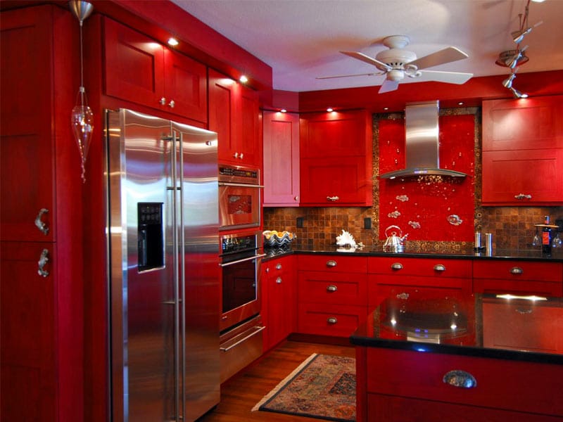 red kitchen design image