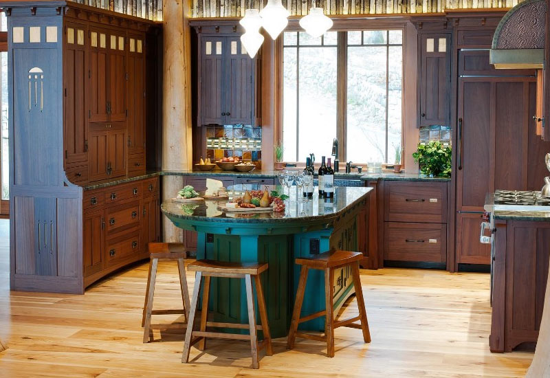 Dark-Wood-Cabinets-Kitchen-Island-Stools-Crown-Point