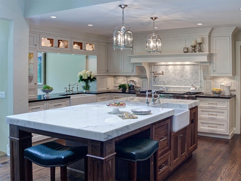 kitchen island with apron sink