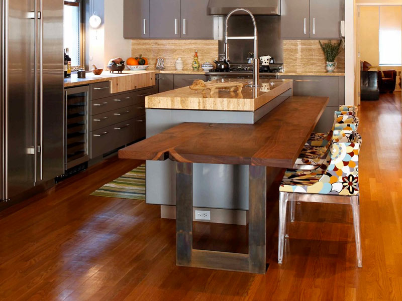 kitchen island with table height countertop