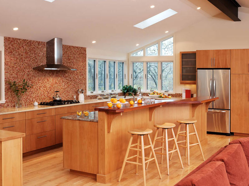 MultiLevel Kitchen Island With Bar Seating Crown Point Cabinetry 