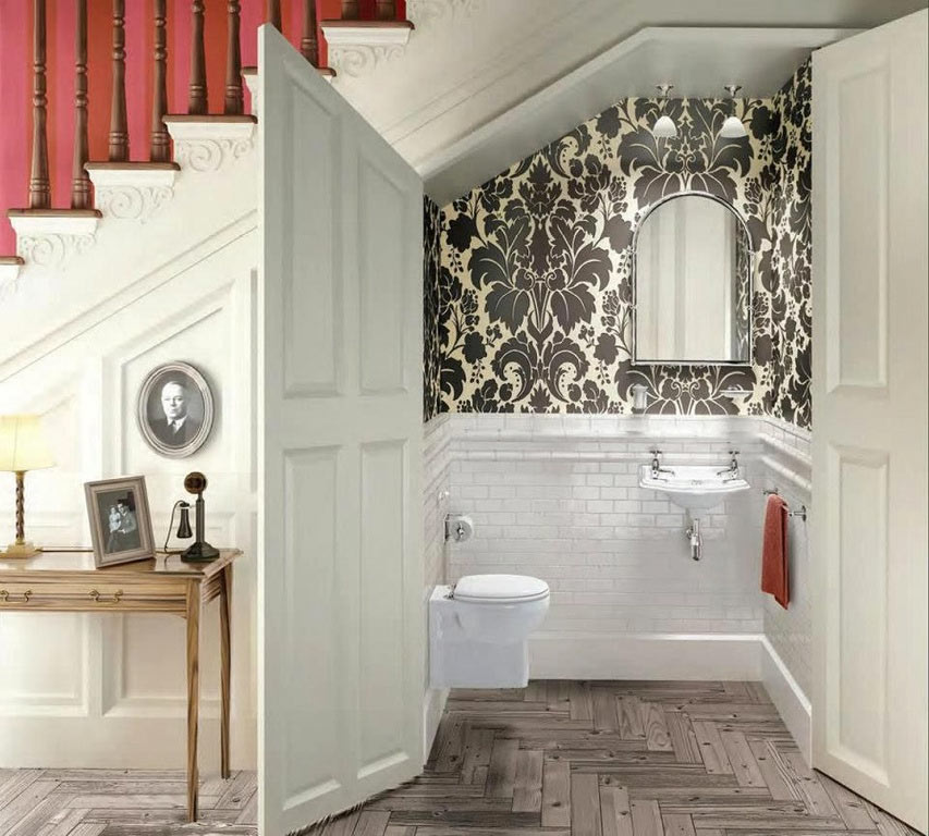 Traditional-Powder-Room-Bathroom-Wallpaper-Zillow