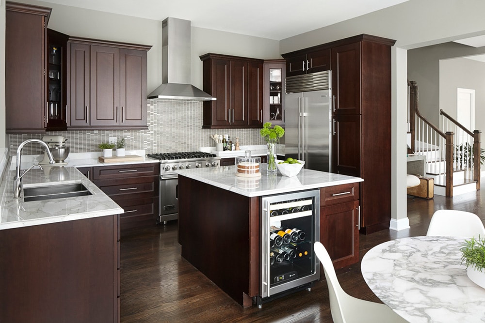 Dark-Mahogany-cabinets-Marble-counters-Homepolish