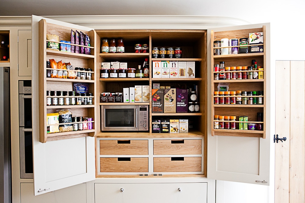 Kitchen Pantry Organization Maple and Gray