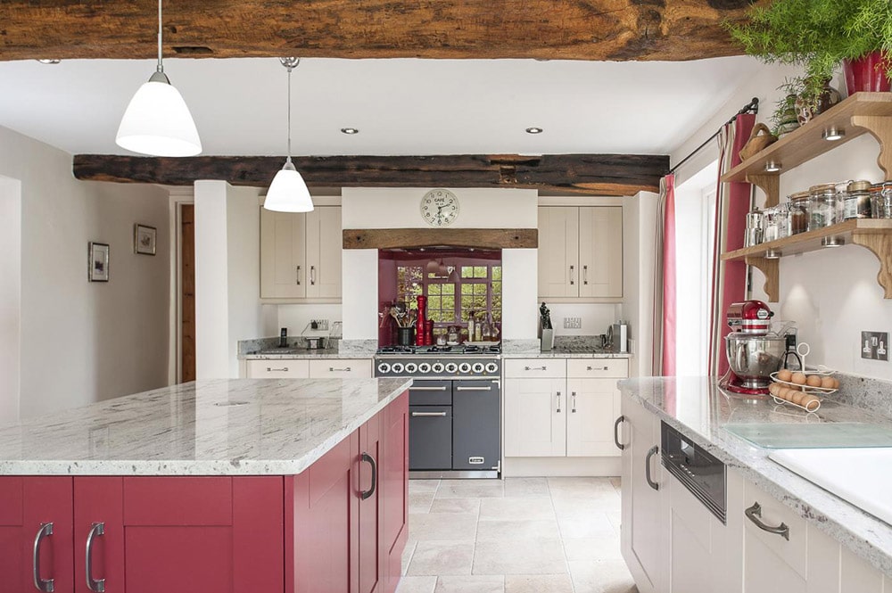 Shaker-Kitchen-with-Wood-Beams-JM-Interiors