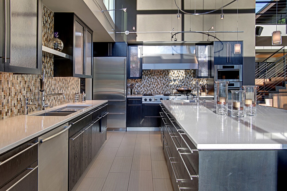 U-Shaped-Kitchen-Dark-Cabinets-McClellan-Architects