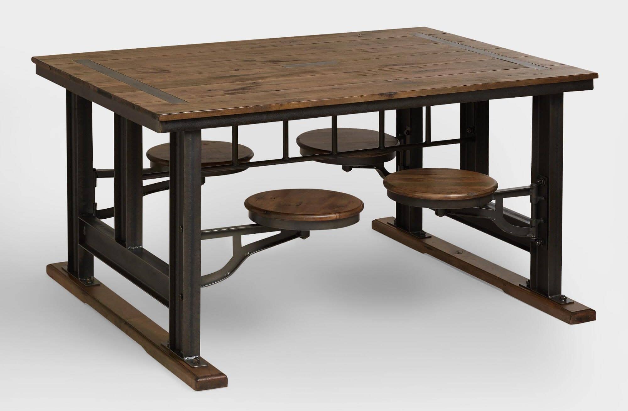 Rustic Table with Built-In Seating Galvin Cafeteria